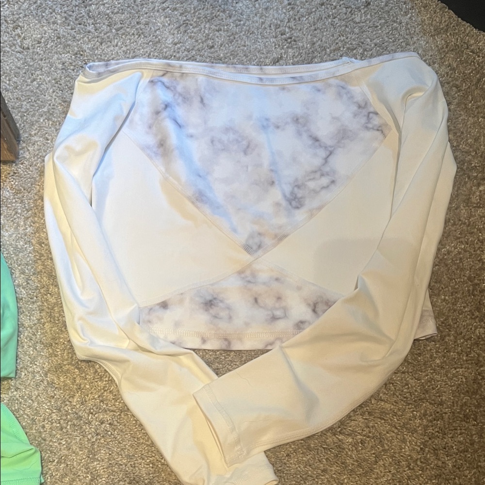 BuffBunny Cream and Gray Top